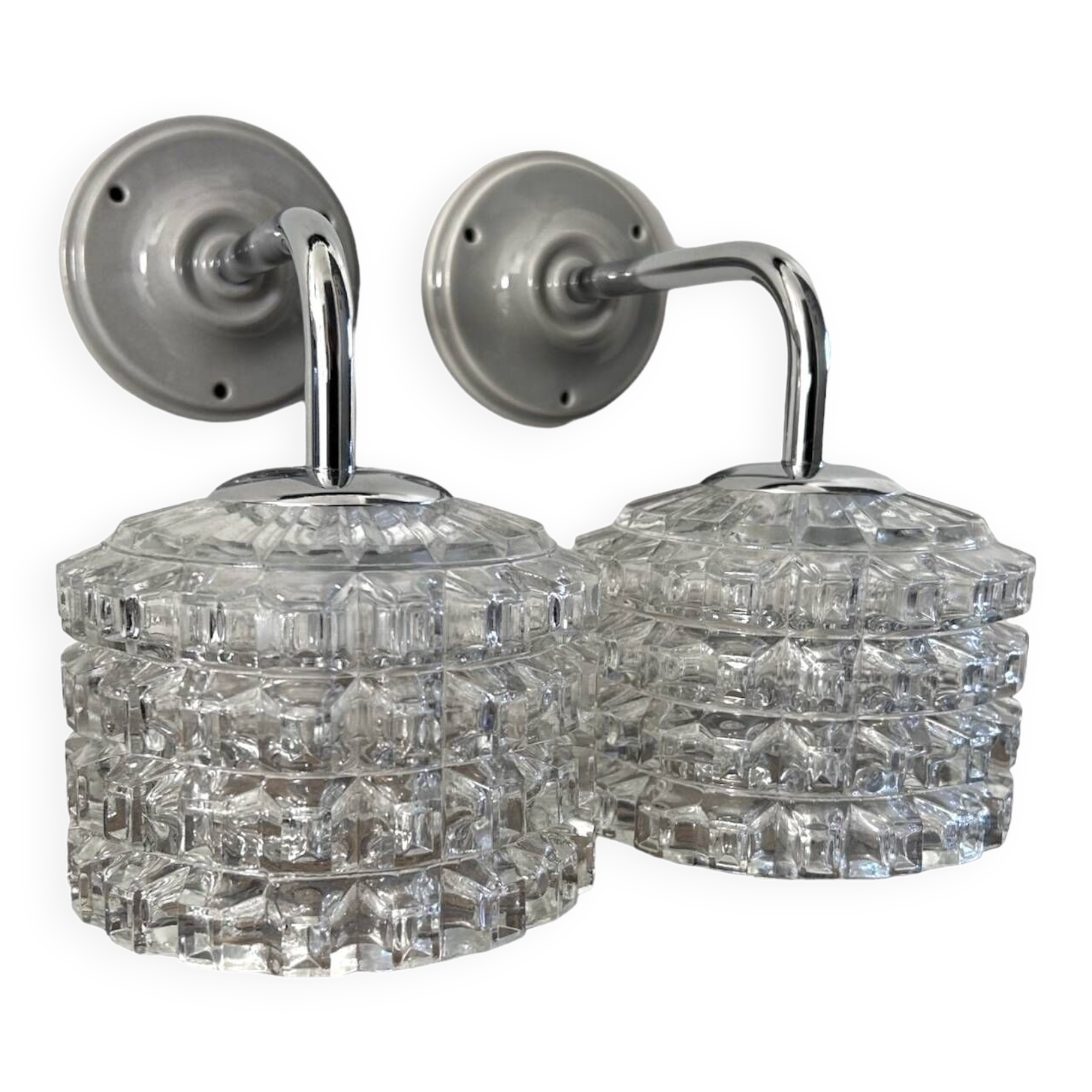 Pair of chrome wall lights