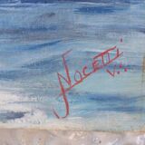 Oil on canvas signed sailboat boat 3 mats