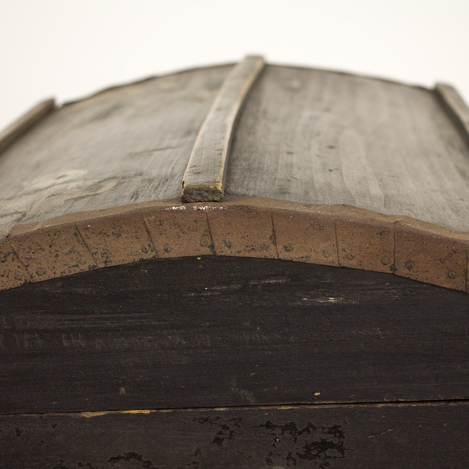 Black vintage wooden trunk