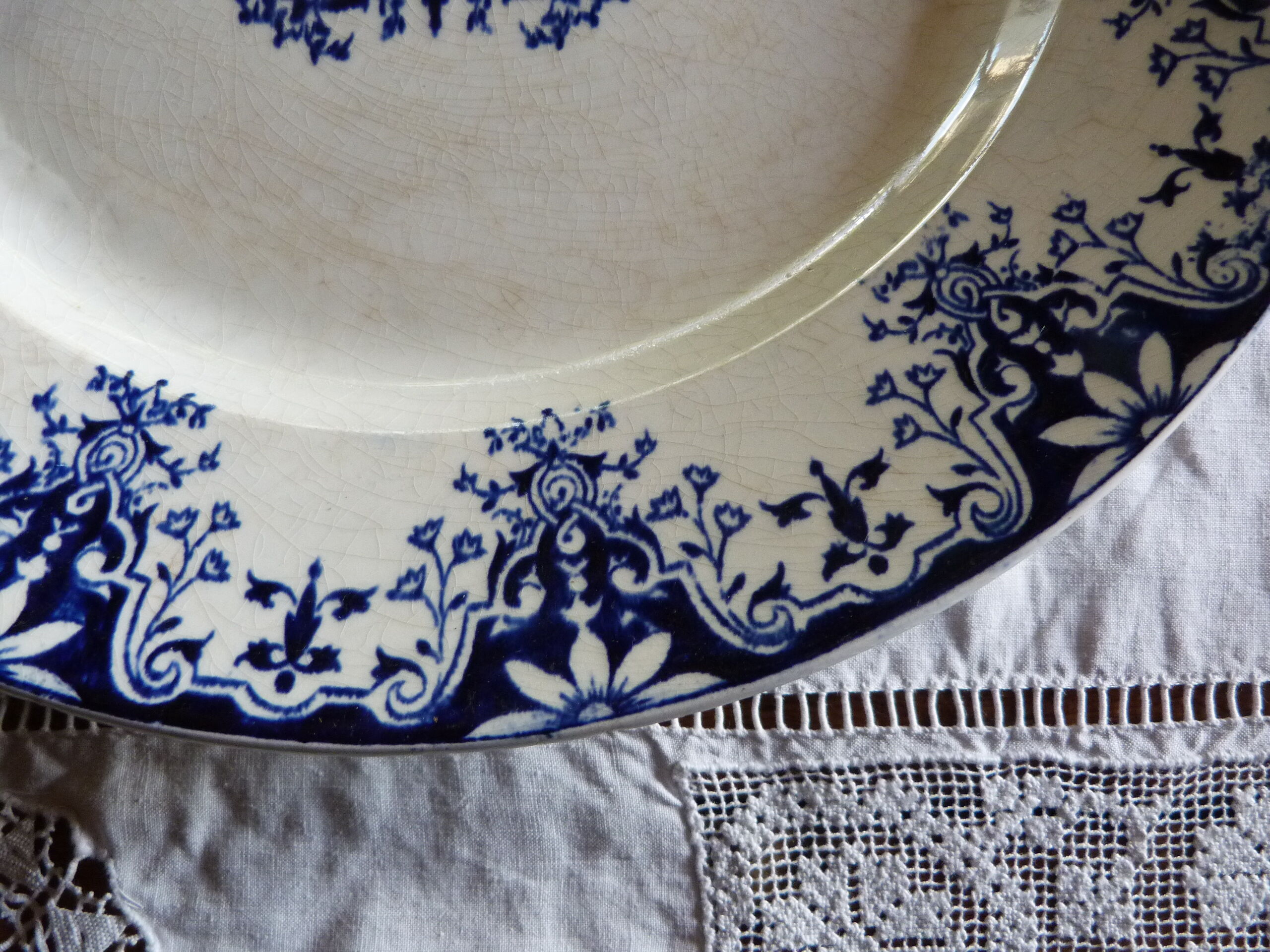 Old ceramic dish Longwy model Rouen