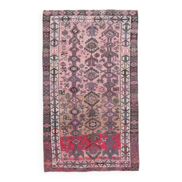 Vintage Turkish Oushak Handmade Cotton Pink Wool Area Rug 120x206