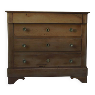 Petite commode Louis Philippe 4 tiroirs en bois brut