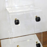 Transparent thermoformed plexi coffee table, on wheels