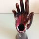 Hand baguier soliflore in brown ceramic, vintage 60/70s