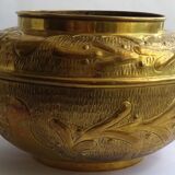Large brass pot cover 29cm x 21cm vintage