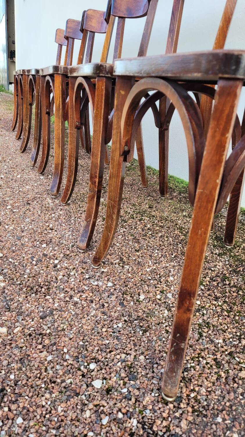 Series of 6 vintage restaurant bistro chairs - 1950s