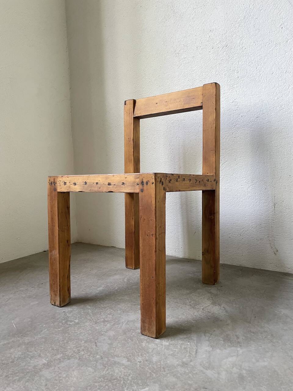 Brutalist pine chair
