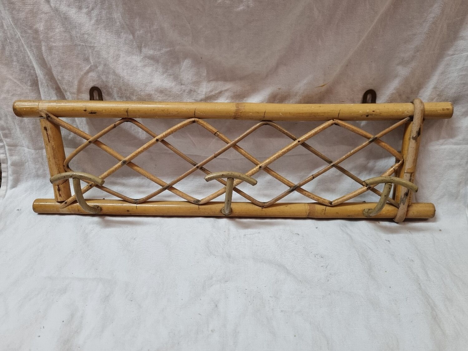 Wall rattan coat rack from 1960