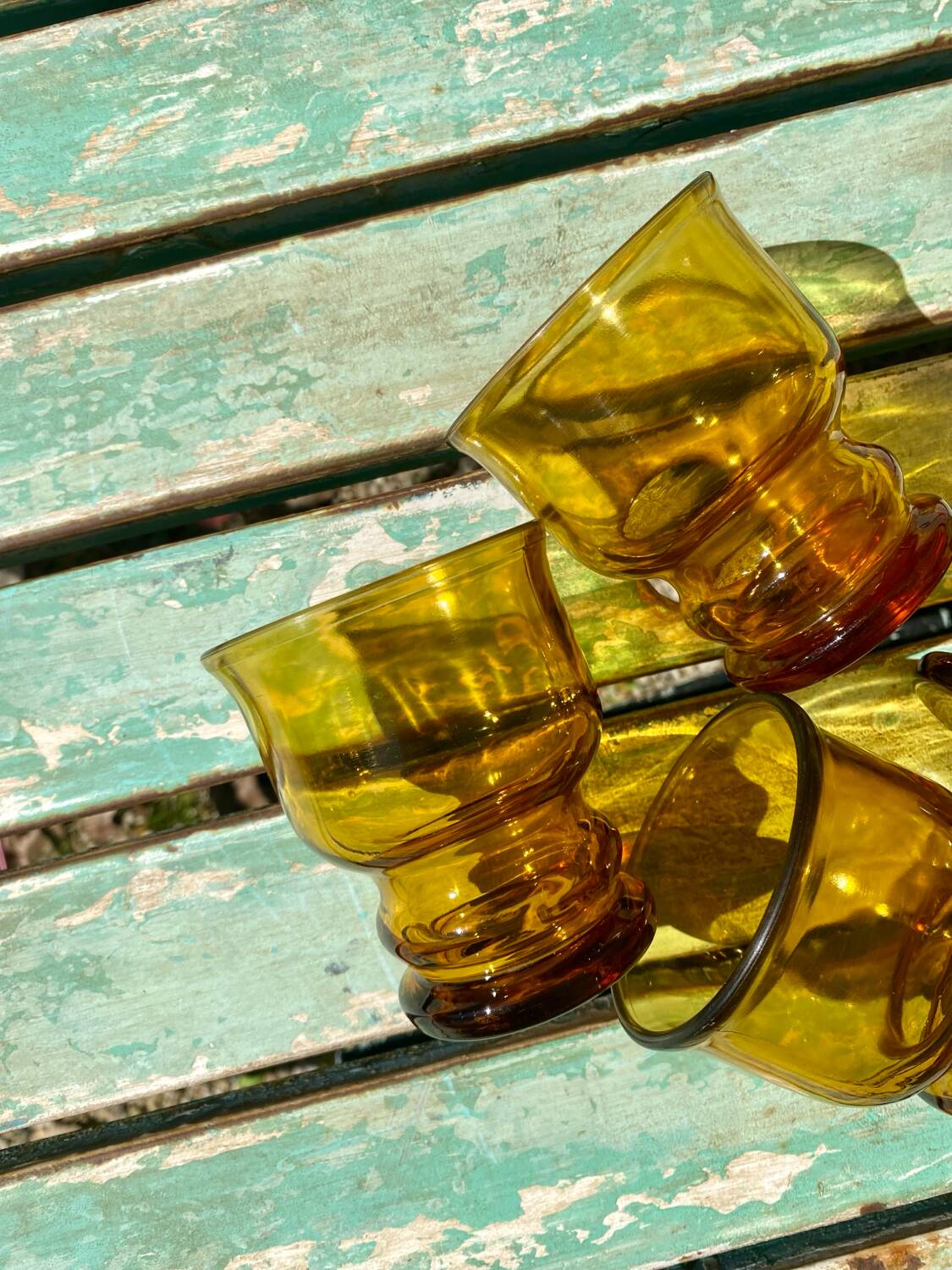 4 verres ambrés Pernod vintage