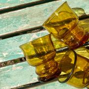 4 vintage Pernod amber glasses