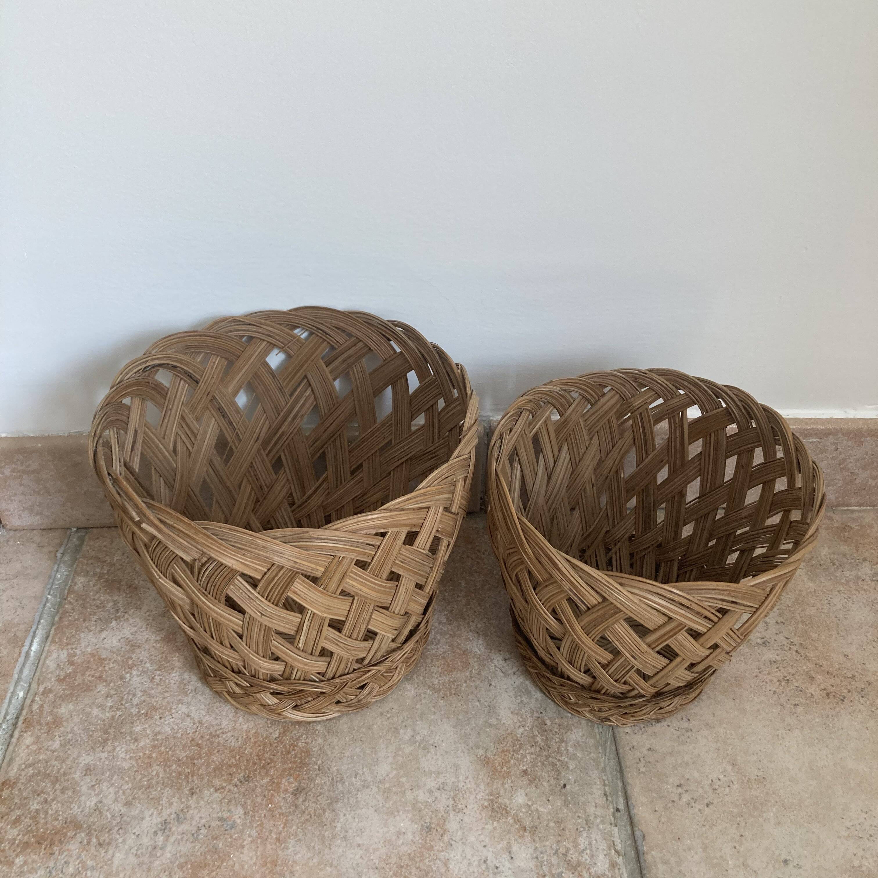 Vintage woven wicker plant pot cover