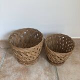 Vintage woven wicker plant pot cover