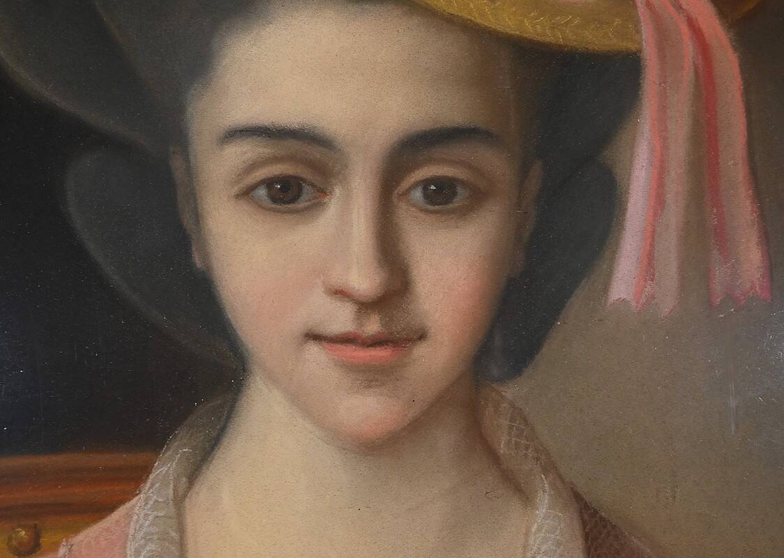 Important Pastel “The Girl with the Canary”, 19th century French school