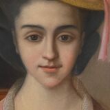 Important Pastel “The Girl with the Canary”, 19th century French school