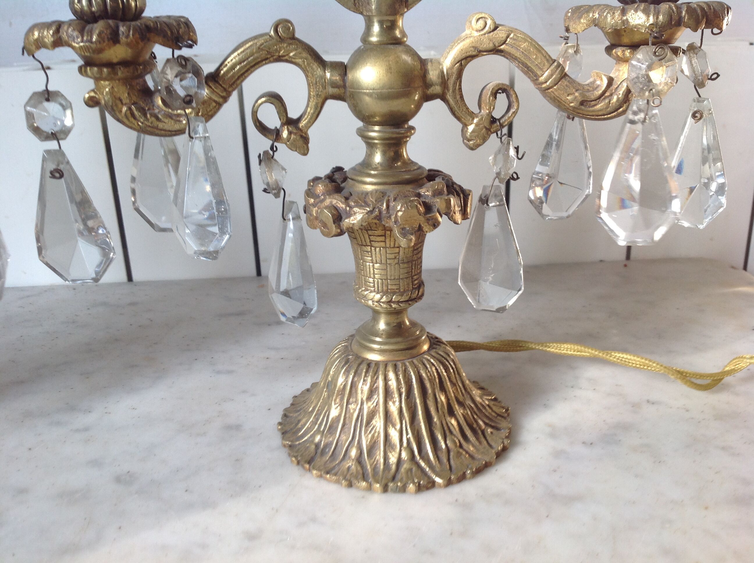 Paire de girandoles anciennes en bronze, vers 1900.