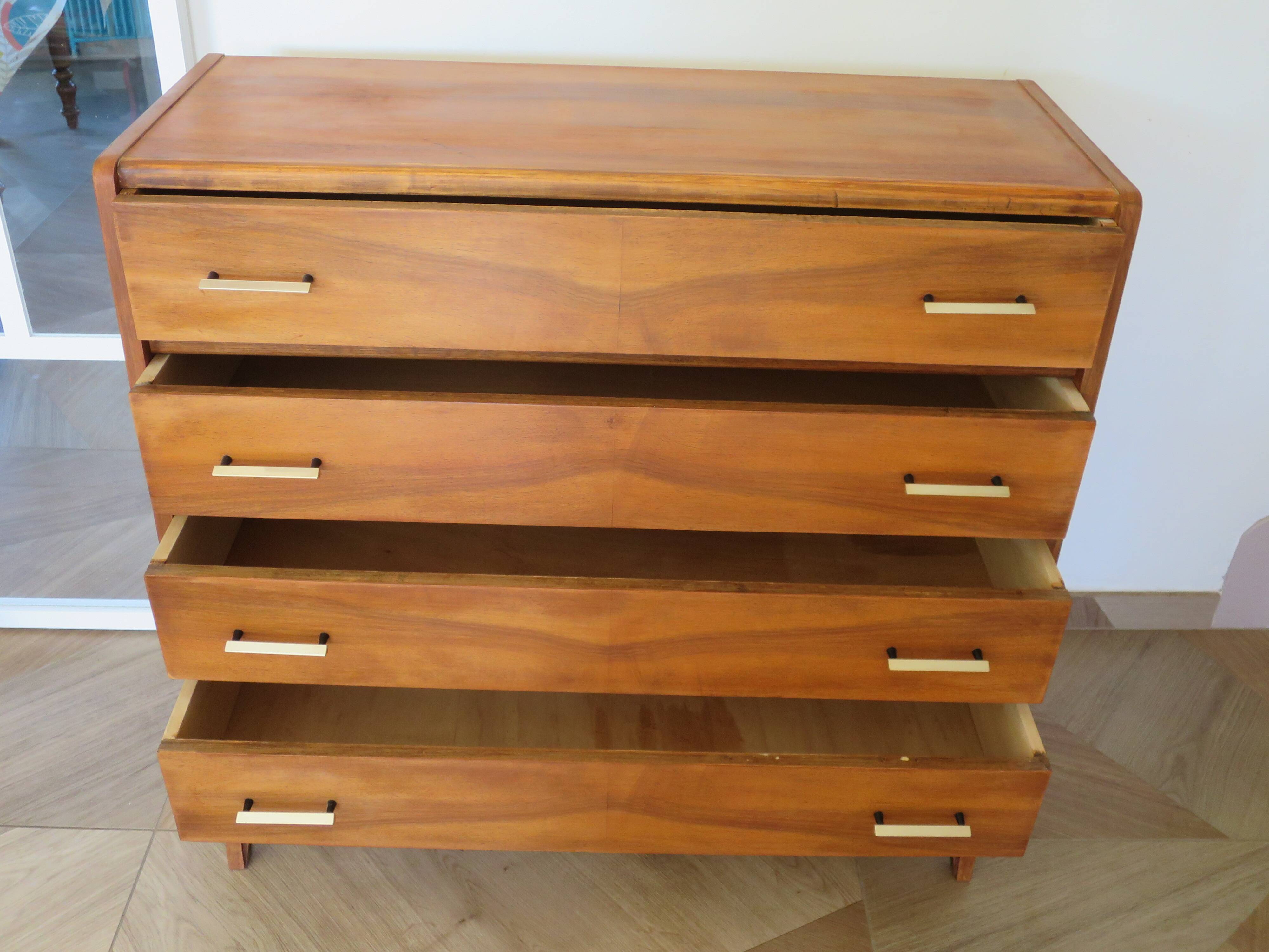 Cabinetmaker's chest of drawers - 4 drawers - golden oak - with oblique profile - compass feet - 1950