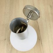 Space age opaline globe wall light, adjustable, and brushed metal, 1960s.