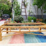 Rattan coffee table and glass