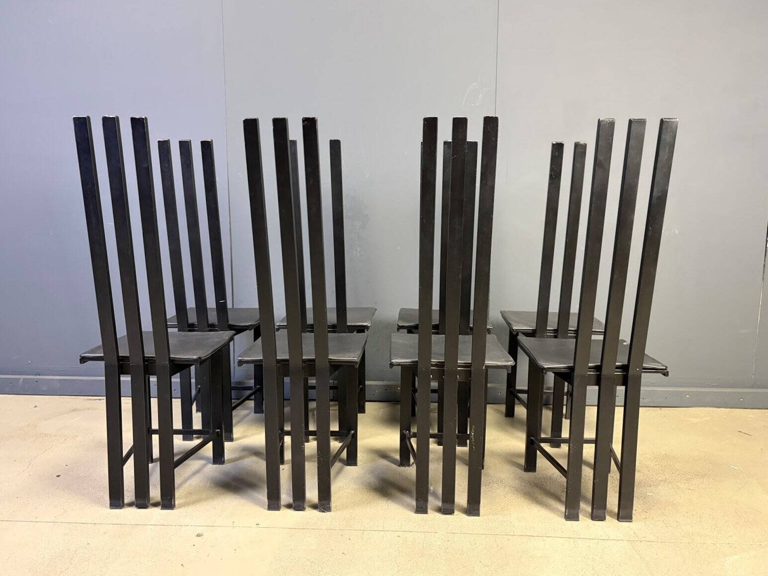 Vintage postmodern dining chairs set of 8, 1980s