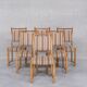 Set of six mid-century oak upholstered danish dining chairs