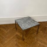 Square coffee table in chromed steel and marble, 1970s design