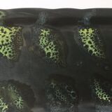 Plat à cake en grès flammé noir et vert vintage