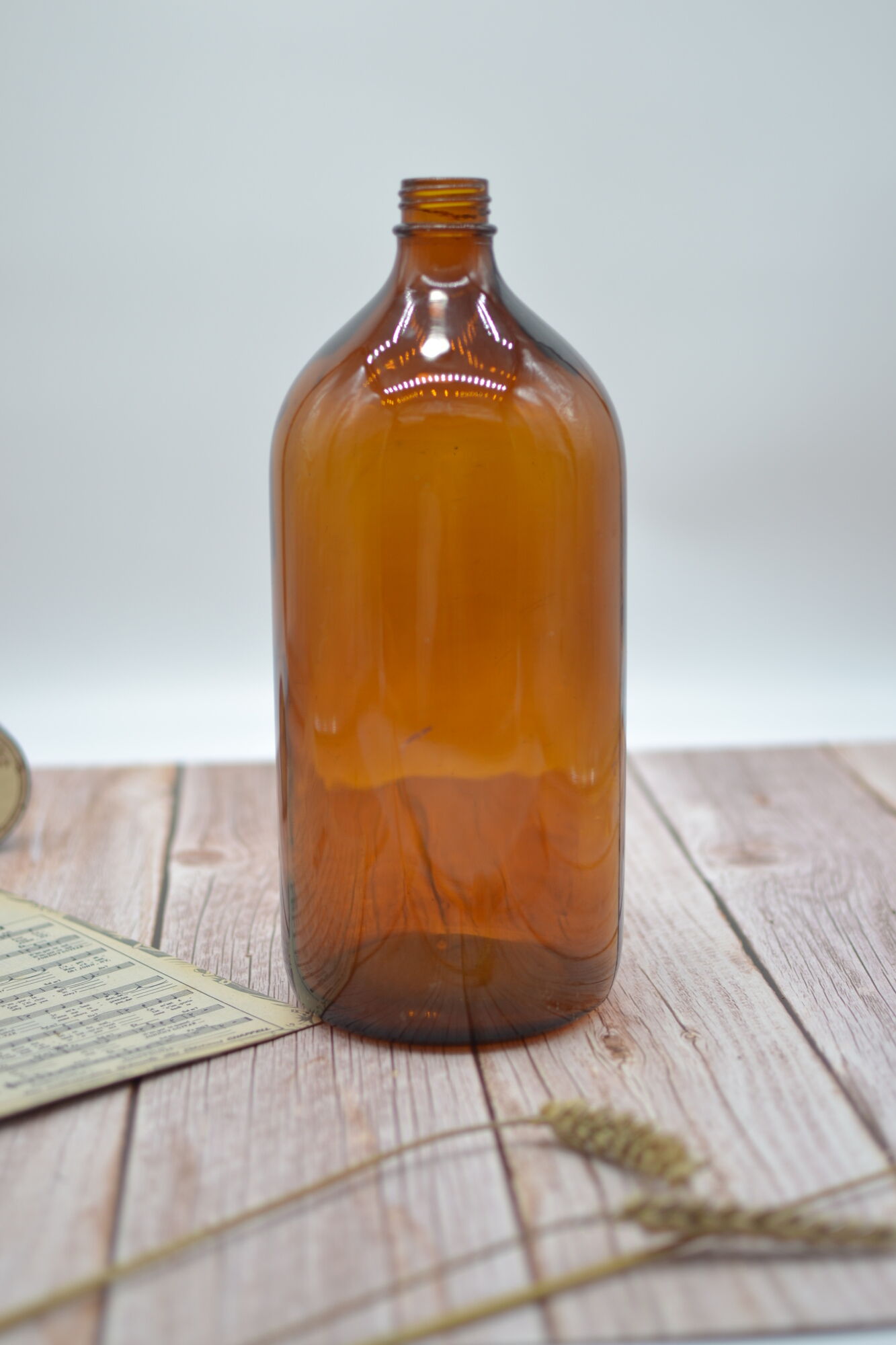 Old bottle amber glass pharmacy large capacity 2 liters
