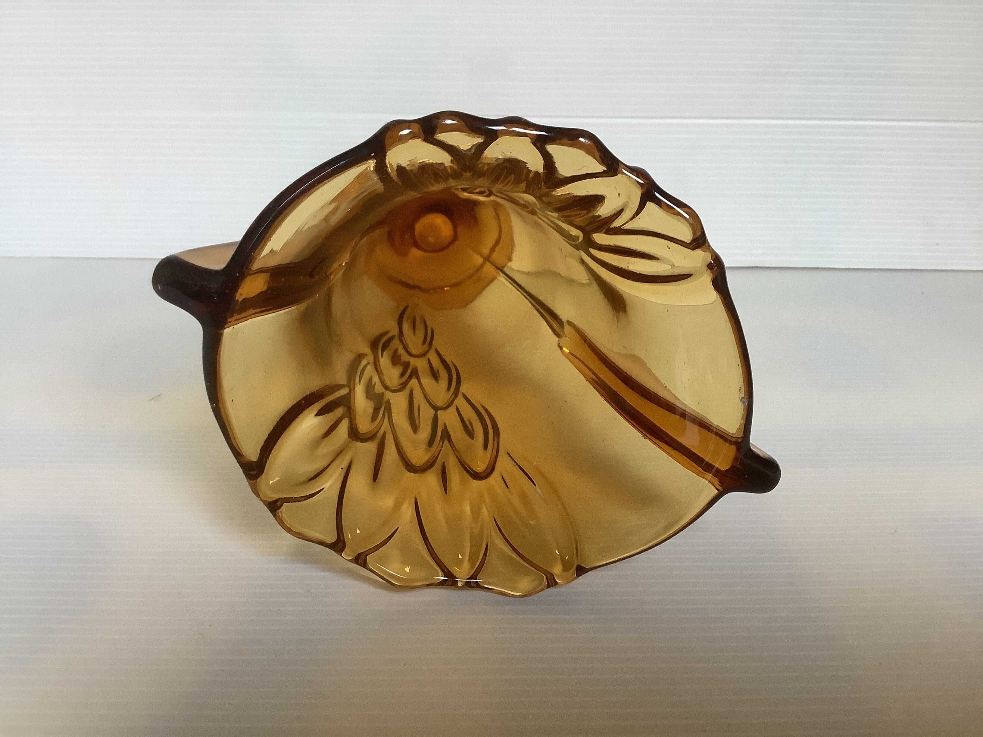 Old vase handles butterfly wings molded glass yellow art deco