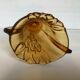 Antique vase with butterfly wing handles, moulded yellow glass, Art Deco.