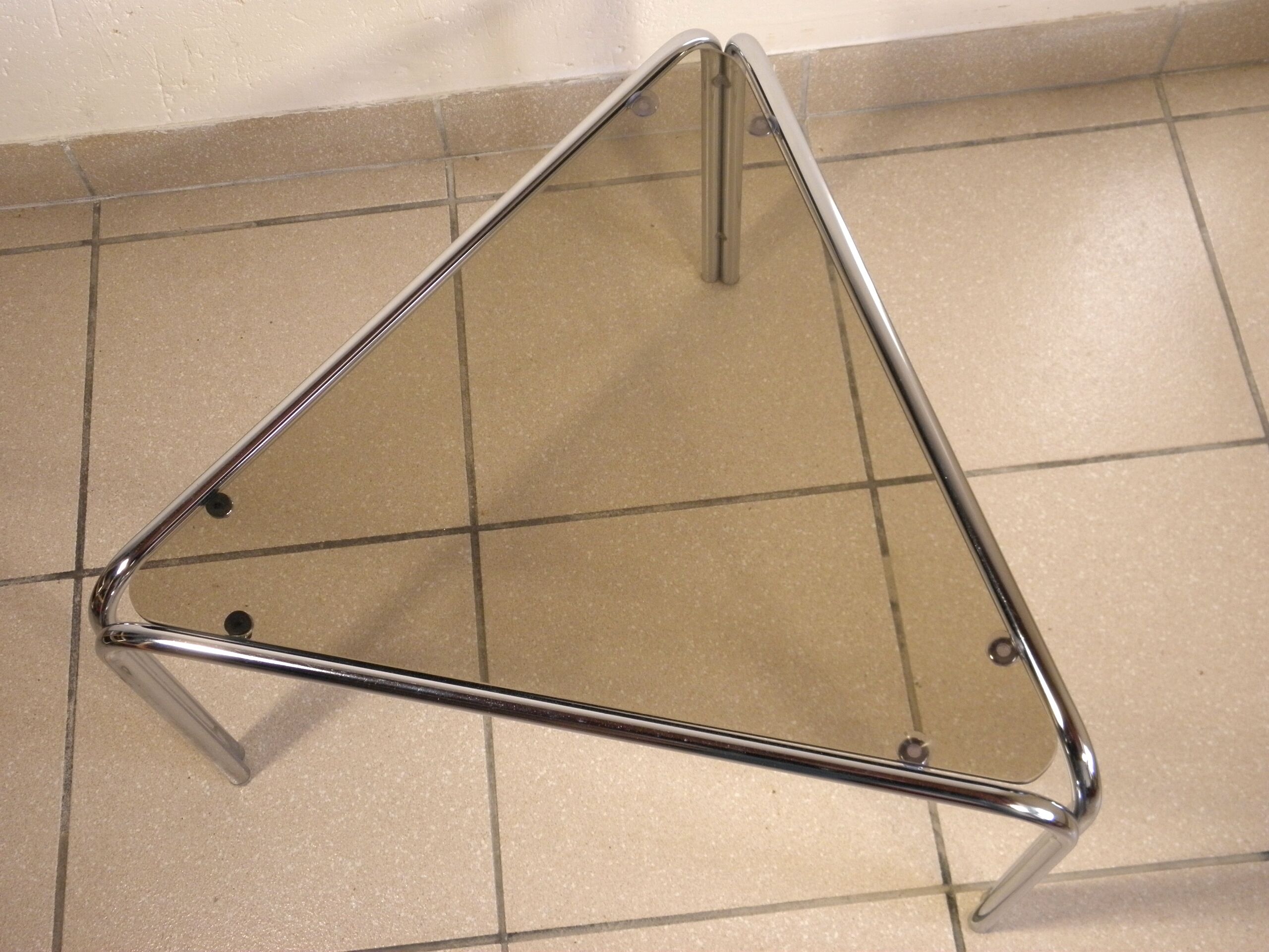 Coffee table chrome and glass 1970