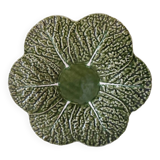 Ceramic cabbage leaf barbotine serving dish
