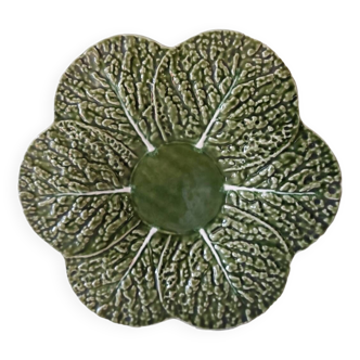 Ceramic cabbage leaf slip service dish
