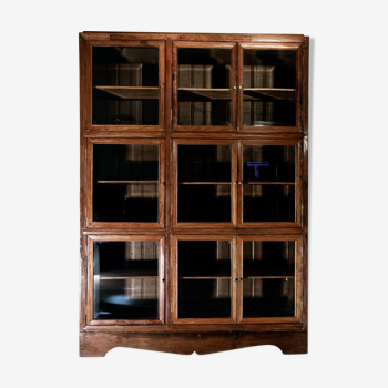 Solid wood window, 9 bevelled glass doors