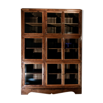 Solid wood window, 9 bevelled glass doors