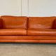 Vintage retro Danish 3 person cognac leather sofa