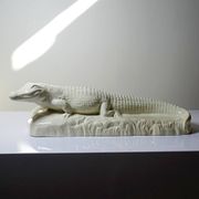 Large ancient crocodile Sarreguemines pottery Art Deco 1930s