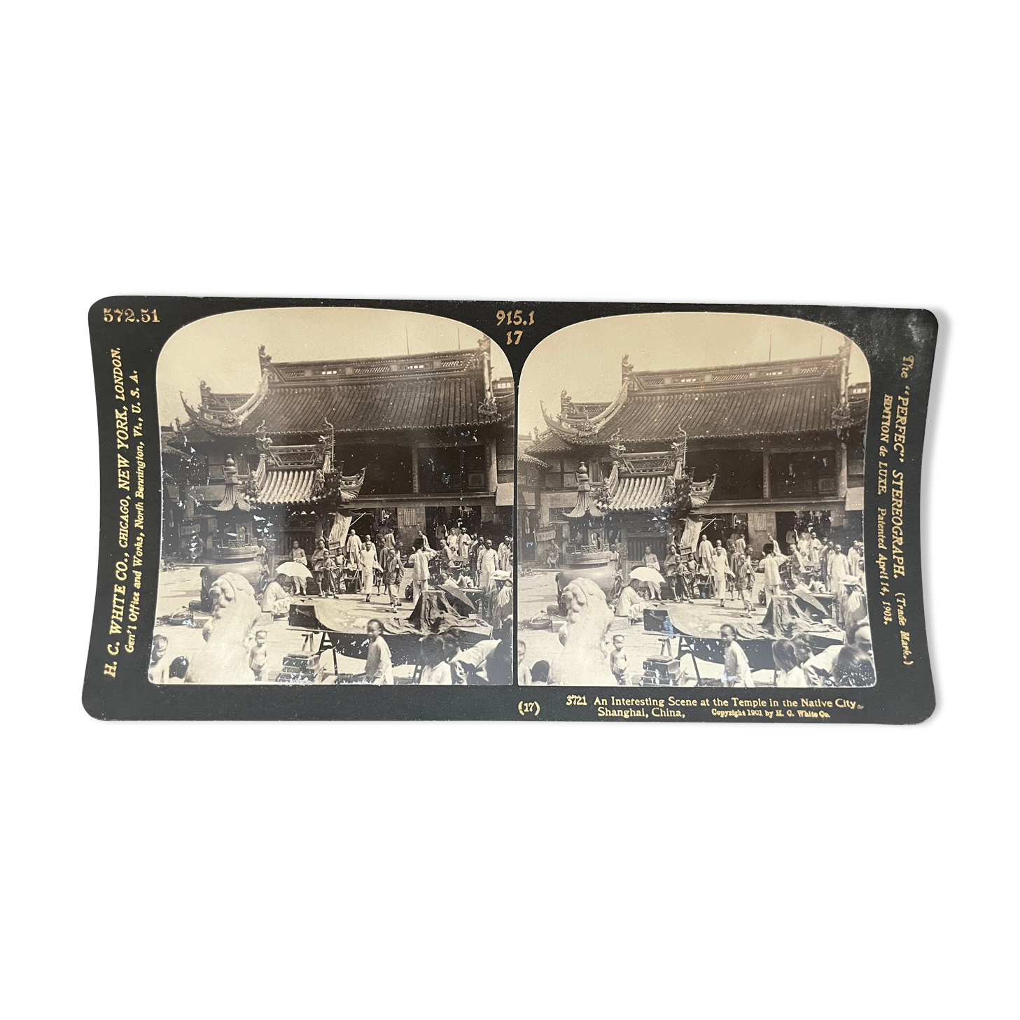 Old photography stereo, stereograph, luxury albumine 1903 shanghai district, China
