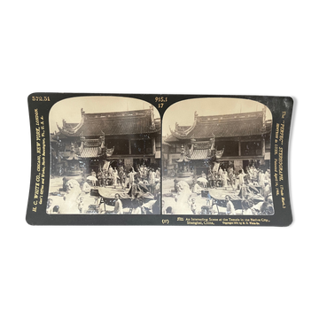 Old photography stereo, stereograph, luxury albumine 1903 shanghai district, China