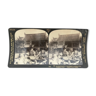 Photographie ancienne stereo, stereograph, luxe albumine 1903 quartier de Shanghai, Chine