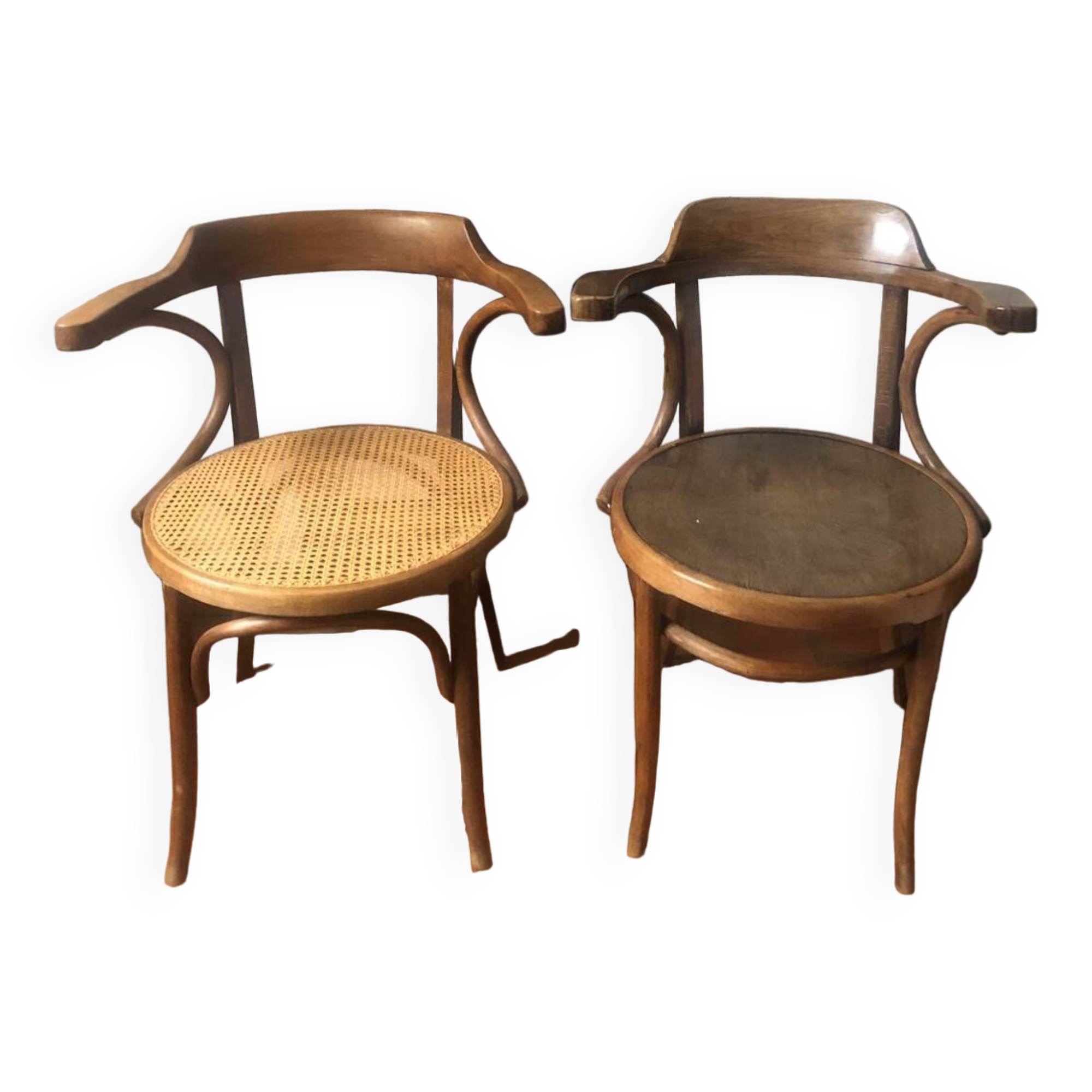Pair of vintage Jacob and Josef Kohn Wien Bentwood bistro armchairs