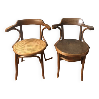 Pair of vintage Jacob and Josef Kohn Wien Bentwood bistro armchairs