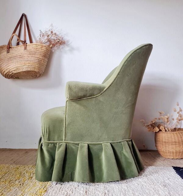Fauteuil crapaud velours vert