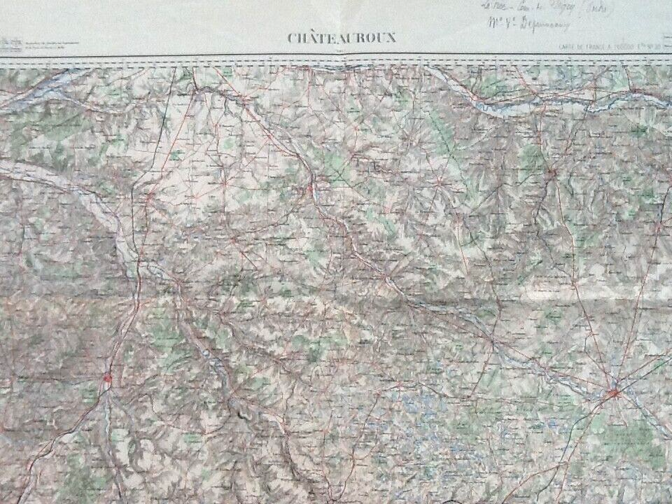 Châteauroux (Indre) Old Geographical Map drawn up, engraved, published...
