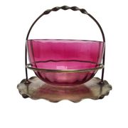 Panier britannique Art Nouveau antique, années 1900