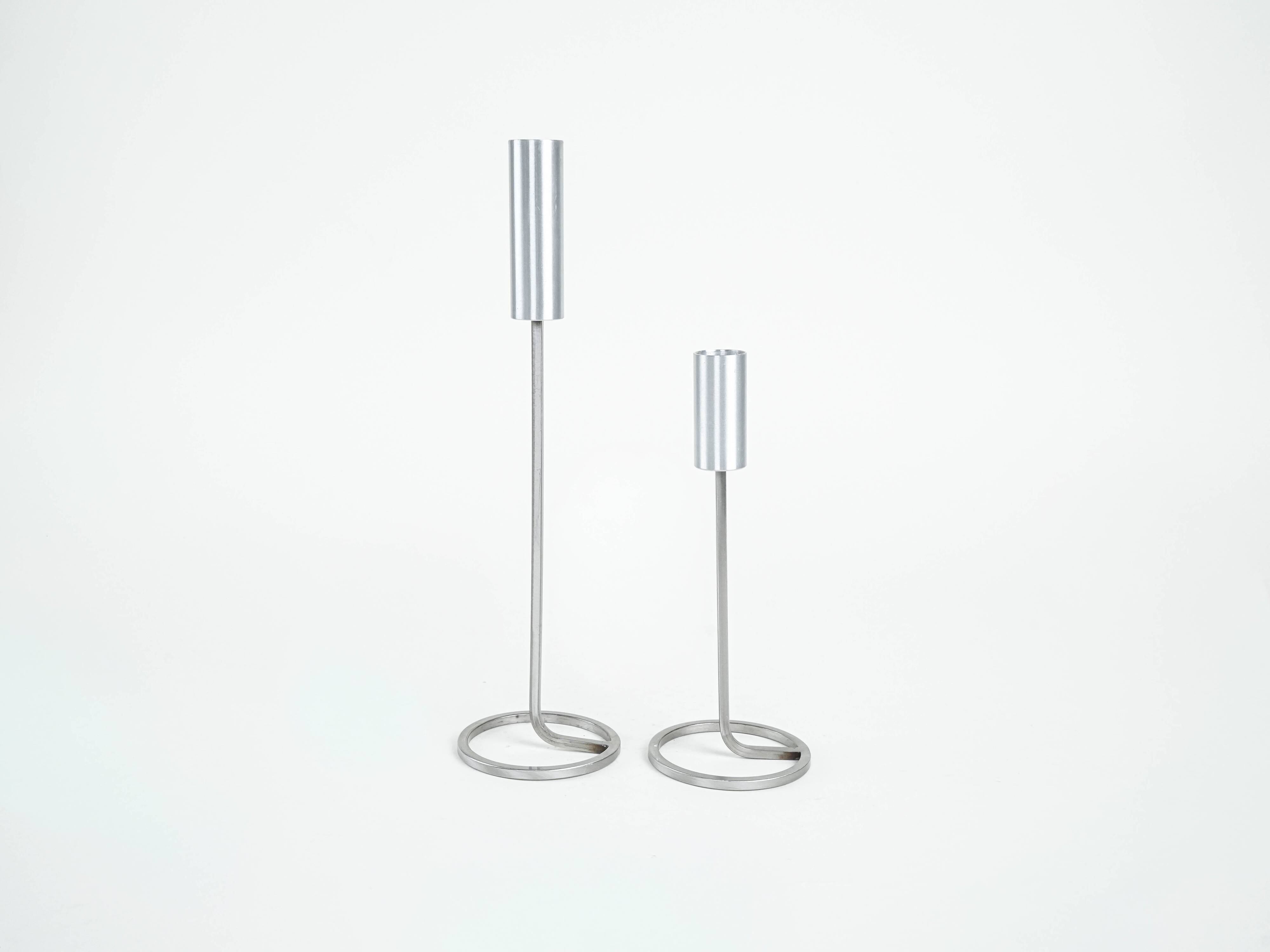 Ensemble de candélabres en métal, design danois, années 1970, fabriqué au Danemark.