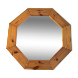 Octagonal pine mirror Scandinavian design from the 80s