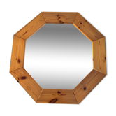 Octagonal pine mirror in 1980s Scandinavian design.