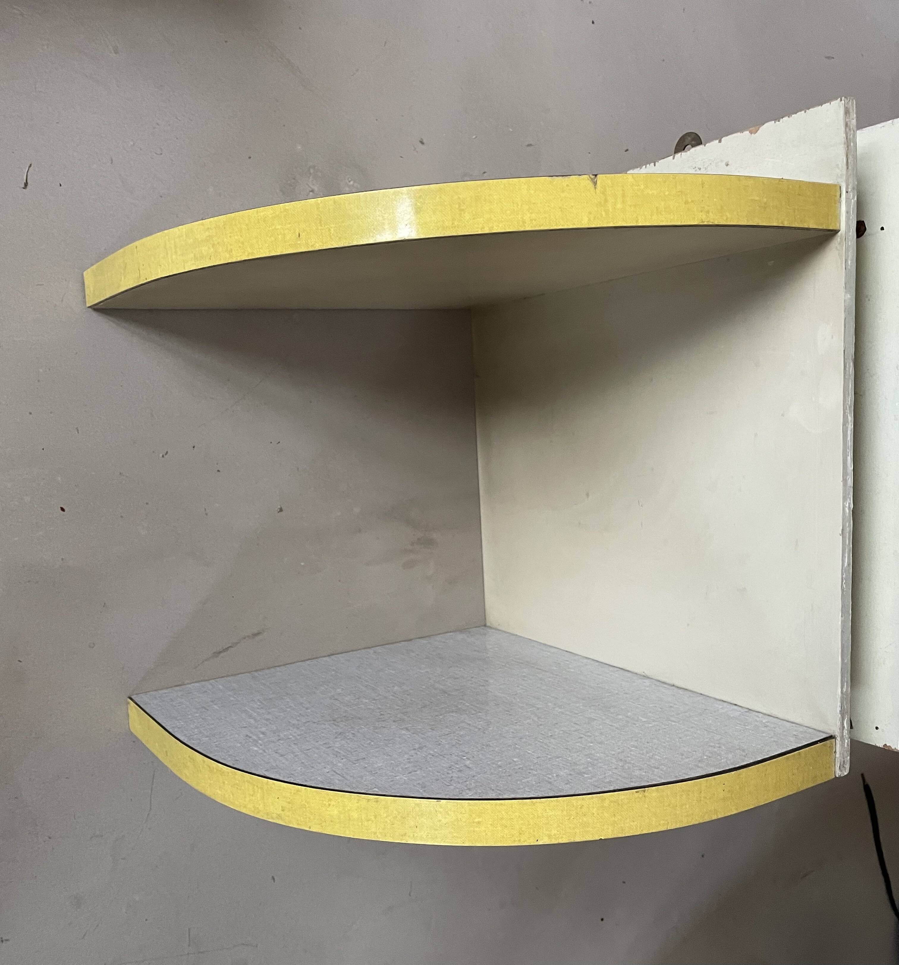 Set of 2 Formica corner shelves