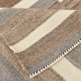 8x10 Brown Beige Rug For Living Room Kilim Rug, 226x306Cm