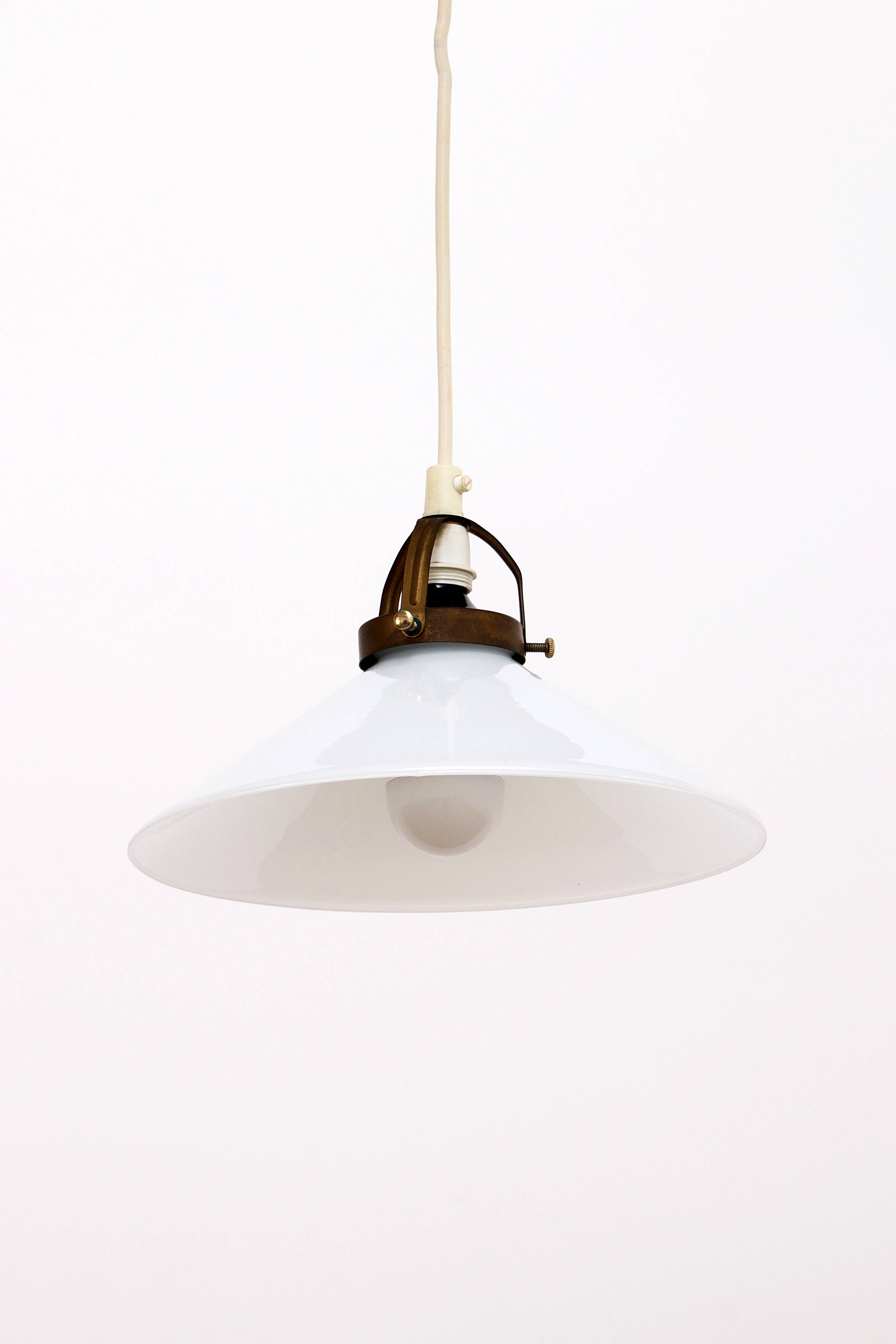 Vintage hanging lamp by Soholm made of white glass, 1970